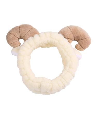 STOBOK Makeup Horn Headband Cartoon Elastic Washing Face Hair Band Cosmetic Shower Plush Hair Accessories