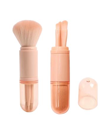 Portable 4 in 1 Makeup Brush Set Retractable Facial Brush Eye Makeup Brushes Travel Cosmetic Brush Nail Art Dust Brush Mini Facial Make Up Brushes Cosmetic Makeup Tools