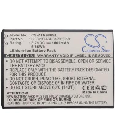 Replacement Battery for T-Mobile MF64 Z64 4G Hotspot - Li3823T43P3h735350 1800mAh/3.7V - Fast International Shipping - Buy Online on SooperMarket.com