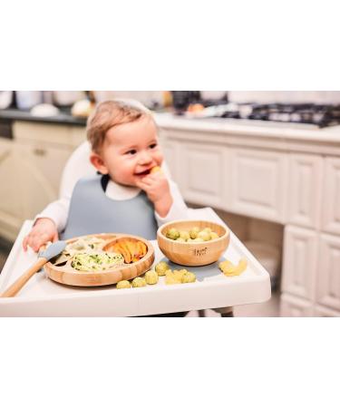 ShipShape Bamboo Baby Weaning Set | Suction Plates & Bowls, 2 Spoons, Silicone Bib | Feeding Set + Free eBook | Dusty Blue Toddler Plates & Bowls - Buy Online on SooperMarket.com