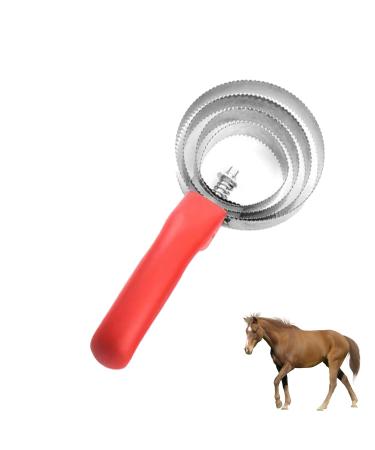 MEISH Horse Scraper Horse Curry Comb 4 Ring Horse Shedding Brush Stainless Steel Livestock Itching Brush for Horse Grooming