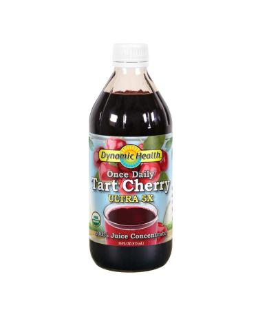 Dynamic Health Once Daily Tart Cherry Ultra 5X | 100% Juice Concentrate | No Additives or Preservatives | Antioxidant | 16oz, Btl-Glass