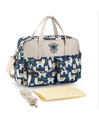 Insular Multifunctional Waterproof Mummy Shoulder Bag Diaper Bag Chic Nappy Changing Bag Tote/Messenger Style Large Light Weight with Changing Mat Adjustable Straps (Lamar Navy)