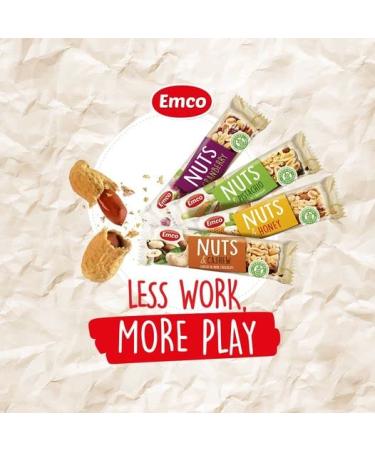 Emco Nut Bar Variety Pack - Gluten Free - Pistachio, Cashew, Honey & Cranberry - 20 Individually Wrapped Snack Bars - Buy Online on SooperMarket.com