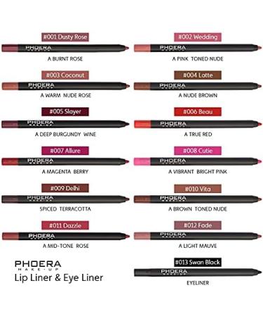 AQUAPURITY PHOERA 3Pcs Long Lasting Lip Liner and Eye Liner Set - Matte Waterproof Pencil for Women and Girls (K02) - Buy Online on SooperMarket.com