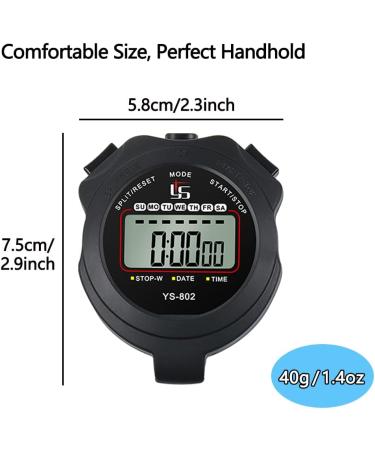 Sports Stopwatch Timer - Digital Clock Calendar Alarm - Shockproof for Running Swimming Referee - Black (2 Pcs) - Buy Online on SooperMarket.com