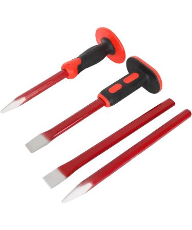 CYEAH 12 Inch Heavy Duty Masonry Chisel Set  4 PCS Chisels Set with Hand Protection  2 PCS Flat Chisel & 2 PCS Pointed Chisel for Concrete/Mason/Stone Demolishing Carving Splitting Breaking - Buy Online on SooperMarket.com