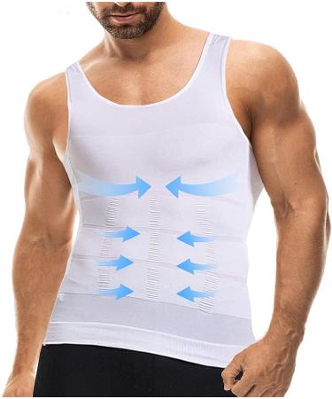 Men's Mistirik Compression Shirt - Slimming Body Shaper Vest - White XL - Buy Online on SooperMarket.com