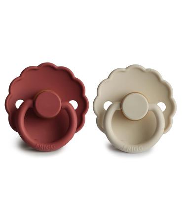 FRIGG Daisy Natural Rubber Baby Pacifier 2-Pack | BPA-Free | Made in Denmark | Baked Clay/Cream (0-6 Months) - Buy Online on SooperMarket.com