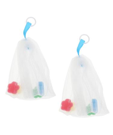 Healeved 4 Pcs Foaming Net Bubble Soap Cleaning Soap Face Cleansing Foam Maker Bar Soap Bag or White