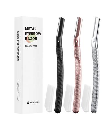 Groomixx Premium Quality Eyebrow Razor Metal Handle Biodegradable Replaceable Razors Face Shaving for Women Pink