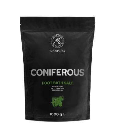 Foot Bath Salt Coniferous 35Oz - Pedicure Foot Bath Salt - Foot Bath Additive with Natural Sea Salt - Swiss Stone Pine Essential Oil - Foot Care for Tired Feet - Beauty - Relaxation - Aromatherapy