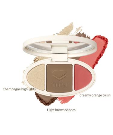 Go Ho 3-In-1 Contour Highlighter Blush Palette - Silky Smooth Pressed Powder for Face Sculpting and Daily Makeup - Buy Online on SooperMarket.com