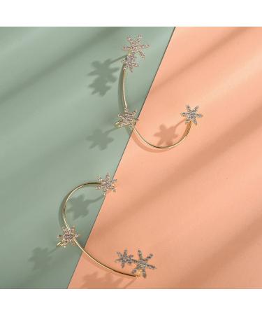 Wiwpar Gold Zircon Star Ear Cuff Earrings | Non-Pierced Rhinestone Wrap Around Climber Earrings for Women & Girls - Buy Online on SooperMarket.com