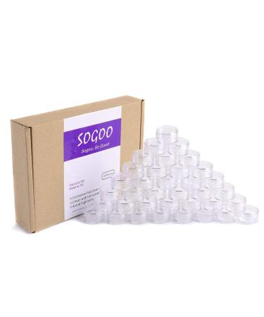 120 PCs 5 Gram Empty Plastic Cosmetic Samples Container for Make Up, Eye Shadow, Nails, Powder, Gems, Beads, Jewelry, Cream Small Clear Pot Jars with Lid 120 Count (Pack of 1)