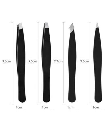 ActivePur 4 Pcs Precision Tweezers Set for Facial Hair, Ingrown Hair, Blackheads - Stainless Steel Professional Tweezer Set with PU Bag - Buy Online on SooperMarket.com
