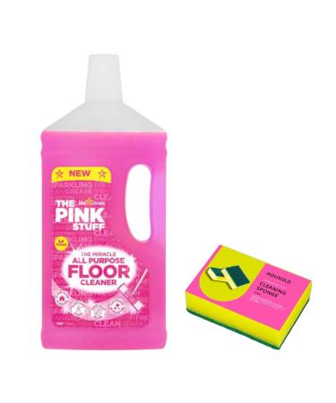 Housold 1 Litre Pink Stuff All Purpose Floor Cleaner with Cleaning Sponge Multi-Surface Cleaner for Kitchen Bathroom Living Room Remove Tough Stains on Floor (Pack of 1)