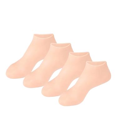Dajidafu 2pair Silicone Exfoliating Tools for Smooth Feet Say Goodbye to Rough Skin Silica Gel Moisturizing Socks Silicone Socks colour of skin One size fits all Colour of Skin One size fits all