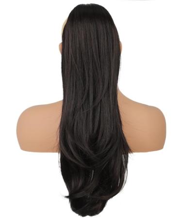 PORSMEER 26 Black Drawstring Ponytail Extension - Synthetic Hairpiece for Women/Girls, Natural Straight Wavy End, Daily Use/Party - Black-2 - Buy Online on SooperMarket.com