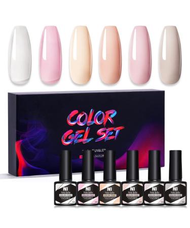 Gel Nail Polishes 6 Colors Nude Pink Gel Polish Set Soak off UV/LED Gel Nail Polish Long Lasting Gel Varnish Manicure Gift For Woman Nudepink