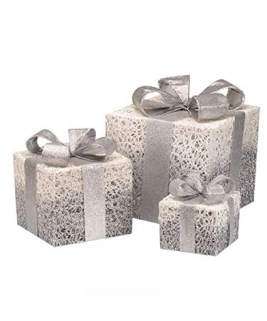 Online Garden Centre Silver Sparkly Faux Gift Boxes - Set Of 3 ** Decorating Your Home For Christmas Is All Wrapped Up! **