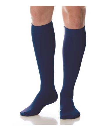 SCUDOTEX Men's Knee Highs 280 Denier Large Classic Compression Slimming Medium 18-21 Hg Blue Size 4