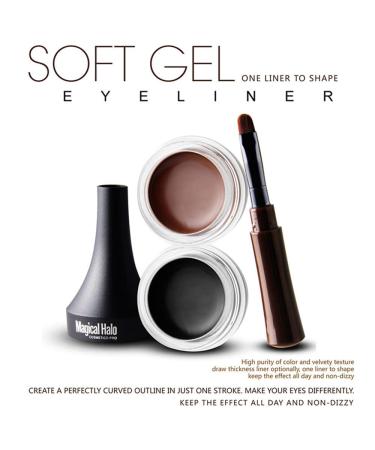 Go Ho Matte Brown Gel Eyeliner - Waterproof, Smudge-proof, Long-lasting Cream with Brush - 2 Brown - Buy Online on SooperMarket.com