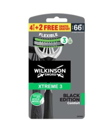 Wilkinson Xtreme 3 Black 4+2 Recycled Plastic The set with 6 razors