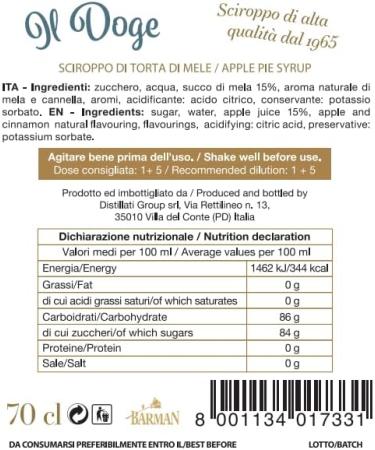 BARMAN IL DOGE Apple Pie Syrup 70cl - Buy Online on SooperMarket.com