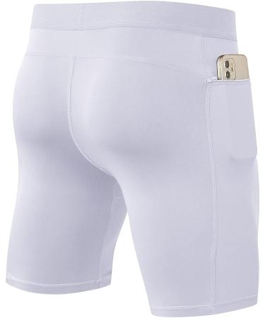 WRAGCFM Men's Compression Shorts with Pockets - White, Size Small - Buy Online on SooperMarket.com