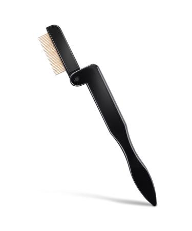 WLLHYF Folding Eyelash Comb Eye Lash Separator Tool Eyelash Eyebrow Mascara Brush Lash Comb Makeup Brush (black-gold)
