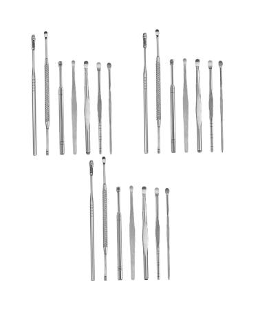 KALLORY 3 Sets 7pcs Seven Piece Ear Picking Tool Set Cleaning Tools Spring Tool Ear Cleaning Tools Ear Clean Tool Ear Cleaning Tools Set Ear Care Tools Seven Piece Set Silver Care Silverx3pcs 12X1X1cmx3pcs