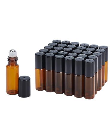 Benecreat 30 Pack 5 ml of brown las scooter bottles essential oils roller bottles with stainless steel roller balls for athheric ole/other river 5 ml amber