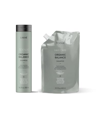 Lakme Teknia Organic Balance Shampoo and Refill Bundle | Hydrating for All Hair Types | Organic Sulfate-free and Silicone-free (300 and 600 ml (Pack of 2)) 900 ml (Pack of 1)