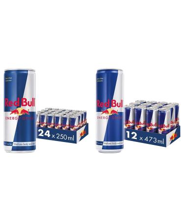 Red Bull Energy Drink 250 ml x 24 (Pack of 6 x 4) & Energy Drink 473 ml x12