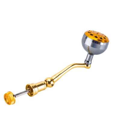 Goture Spinning Reel Handle Metal Reel Replacement Handle Rocker Arm Grip with Round Power Knob Fishing Reel Handle Gold 02 Medium
