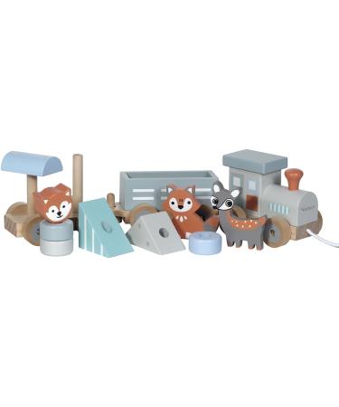 Kindsgut Holz-Reisenbahn - Sustainable Wooden Train Set with Zoo Animals | High-Quality Eco-Friendly Toy in Dark Gray - Buy Online on SooperMarket.com