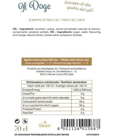 BARMAN IL DOGE Triple Sec Syrup 70cl - Buy Online on SooperMarket.com