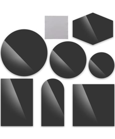 SPOKKI Photography Props for Product Photoshoot, 7PCS Acrylic Mirror Reflection Board with Wipes Photo Props, Geometric Shape Reflector for Product Photography Background Ornaments (Black)