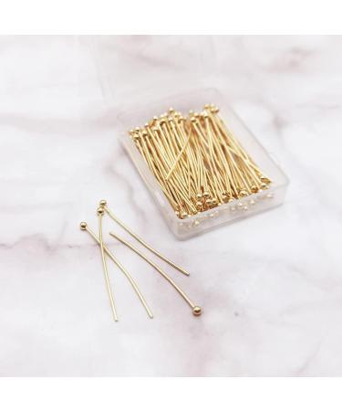 INSPIRELLE 100PCS Gold Plated Brass Ball Head Pins 22 Gauge Satin Pins - 30mm (1.2 Inch) Long for DIY Jewelry Making - Buy Online on SooperMarket.com