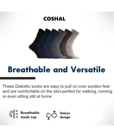 COSHAL 3 Pairs Womens Diabetic Socks wide Honey Comb top soft cuff Ankle Medium-Elastic Grip Soft Toe cosy feel for sensitive feet Legs Non-Binding Circulatory Socks SIZE (4-7) One Size Brown/White ( 3 Pairs ) - Buy Online on SooperMarket.com