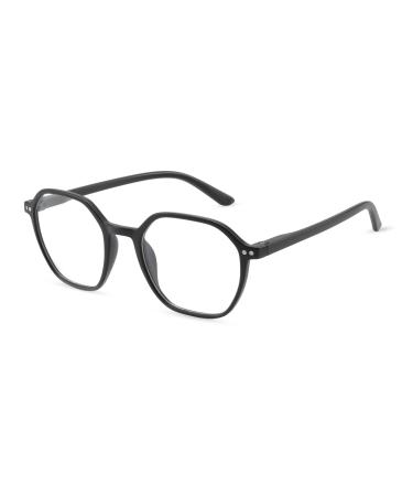 ZENOTTIC Blue Light Blocking Glasses Hexagonal Eyeglasses Frames Anti Blue Ray Glasses Computer Glasses Women/Men Black 0.0 x
