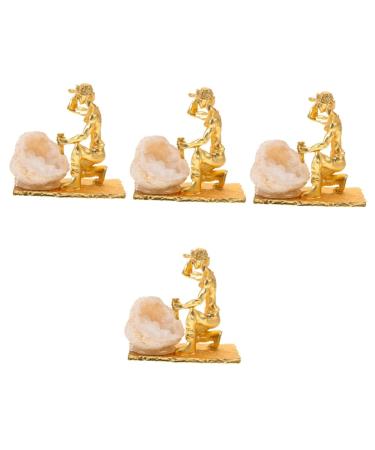 Alipis 4pcs Dining Table Mineral and Miner Adornment Small Mineral Cluster Miner Ornament