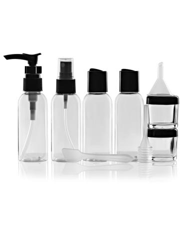 Netagon 9 Piece Travel Bottle Set Leak Proof Clear Toiletries Containers with Clear Airport Bag Case Perfect for Travel Holidays Swimming Camping Trips (1 Pack | 9 PCE) 1 Pack (9 Pce)