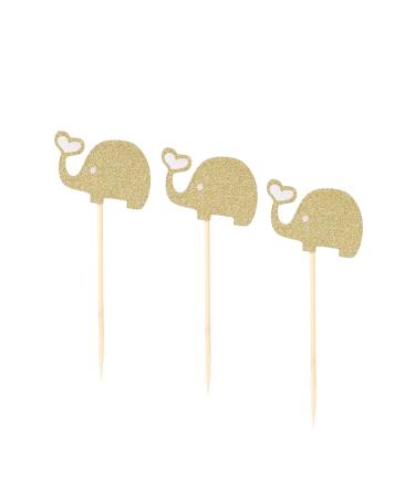 ERINGOGO 3pcs Stick Fruit Topper Heart Wedding Fruit Cake Glitter Elephant Toppers Fruitcakes Love Cupcake Topper Picks Food Cocktail Picks Glitter Cupcake Toppers Pearlescent Toothpick