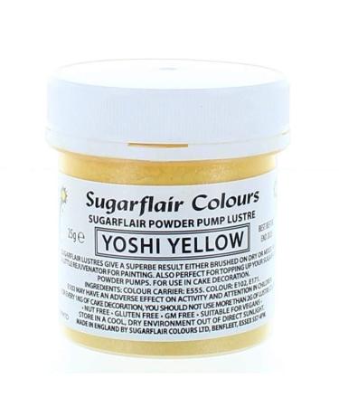 Sugarflair Colours Edible Power Pump Lustre - Yoshi Yellow - Food Colouring Powder Edible Colour Dust Brush On Spray or Add Rejuvenator to Create Eye-Catching Paint Effect - 25g