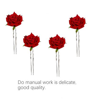 4PCS Small Red Rose Flower Hair Clips - Bridal Hair Pins for Women and Girls - Buy Online on SooperMarket.com
