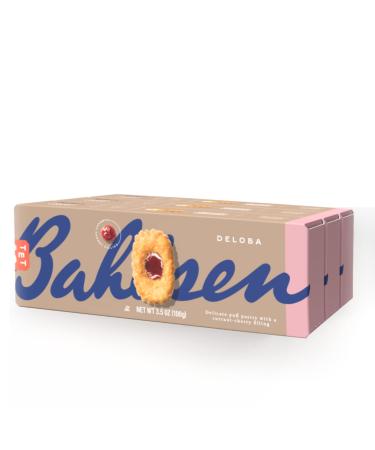 Bahlsen Deloba Red Currant Cookies (3 boxes) - Sweet & delicate, buttery puff pastries with light crispy layers and red currant filling - 3.5 oz boxes Deloba 3.5 Ounce (Pack of 3)