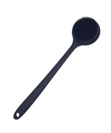 DNC Back Scrubber for Shower Soft Silicone Bath Body Brush with Long Handle, BPA-Free, Hypoallergenic (Black)