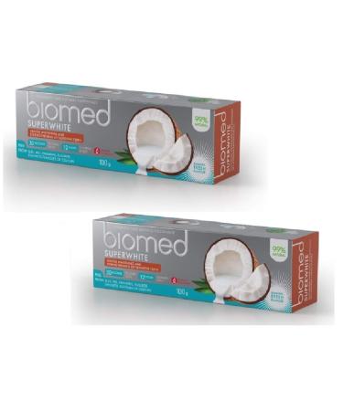 BIOMED Super White Fluoride-free Coconut Oil Toothpaste 99% Natural Ingredients Value Pack 100g x 2